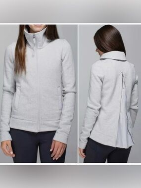 Lululemon Women's En Route
Jacket Heather Gray Cotton
Fleece Full Zip Up sz 12
